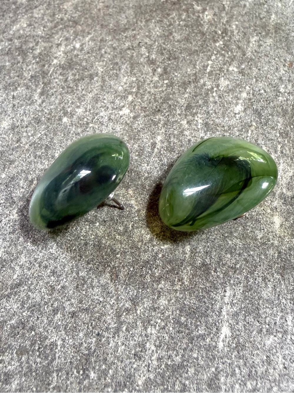 Marble Thermacet Jade-Green Earrings - Picture 2 of 3